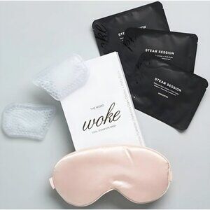 Woke Cool Steam Eye Mask Kit Reusable Puffiness Relief & Soothing Gel Heat Pack